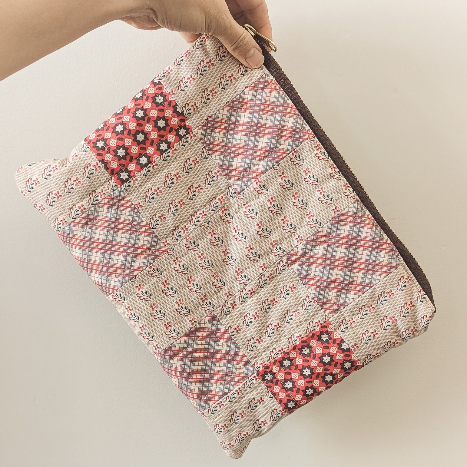 Riley tote zipper pouch with Mansfield Park fabric