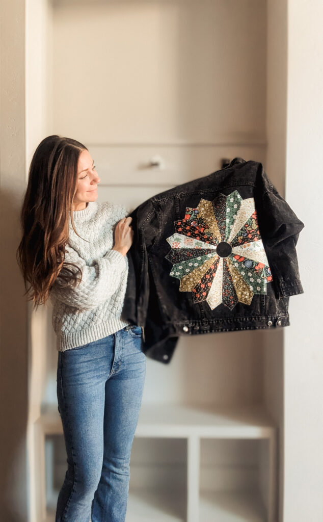 Dresden plate jacket by ritual quilt company using wanderlust fabric