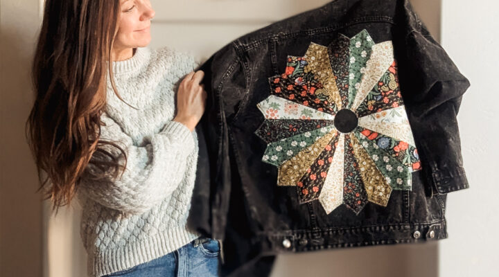 Dresden plate jacket by ritual quilt company using wanderlust fabric