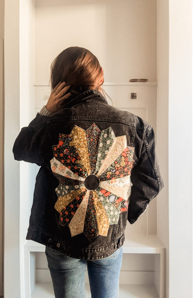 Dresden plate jacket by ritual quilt company using wanderlust fabric