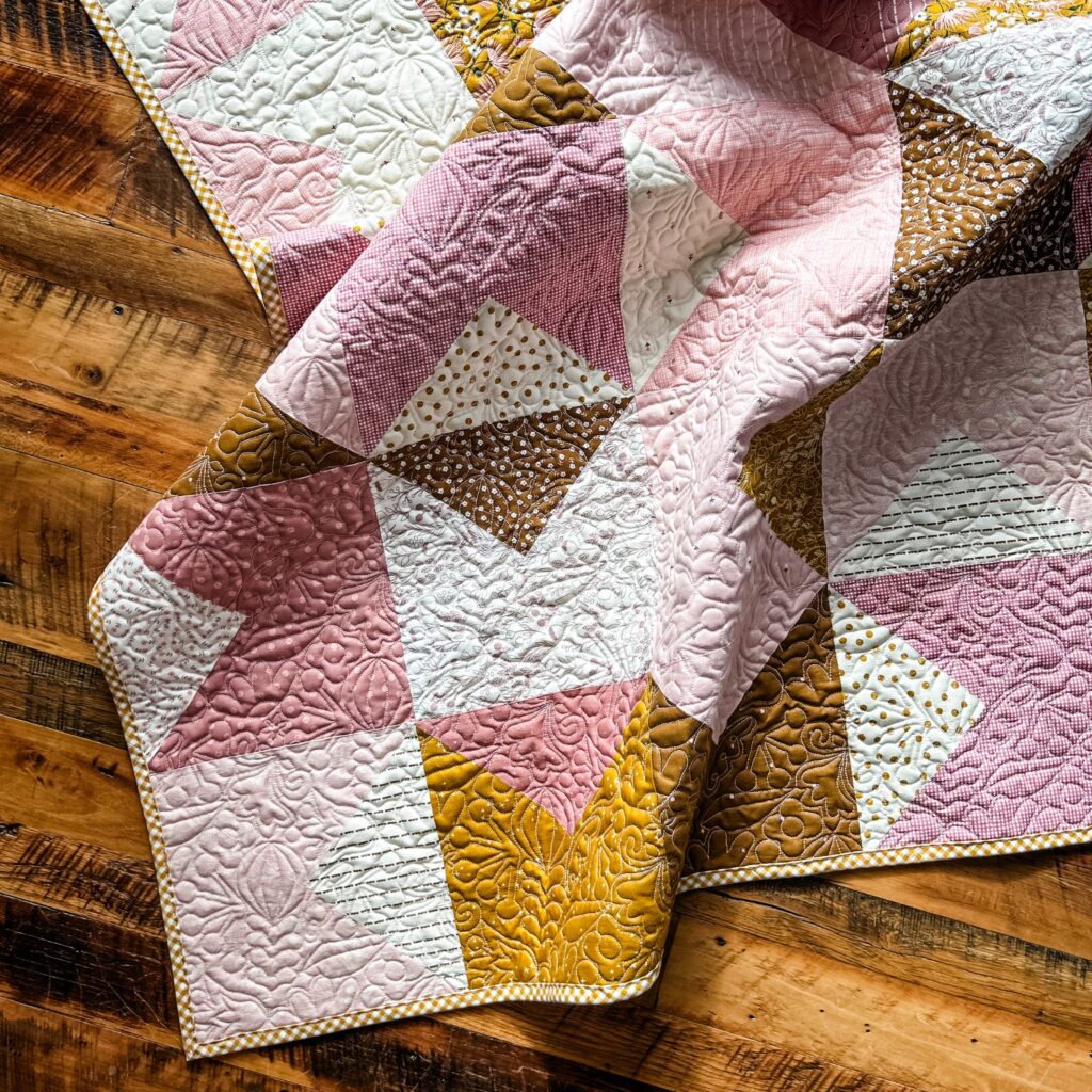 Love Notes Quilt by Tamara Darragh for Remi Vail Studio using the Blush n Butterscotch Collection designed by Simple Simon and Co for Riley Blake Designs 