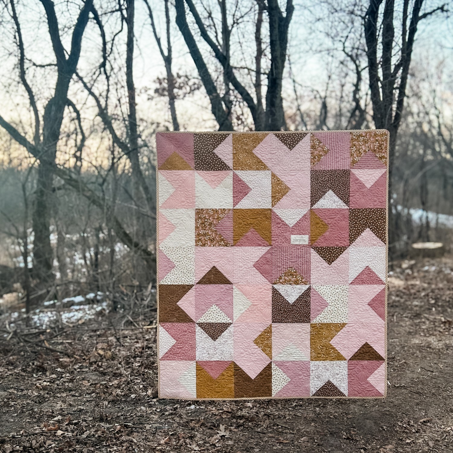 Love Notes Quilt by Tamara Darragh for Remi Vail Studio using the Blush n Butterscotch Collection designed by Simple Simon and Co for Riley Blake Designs 