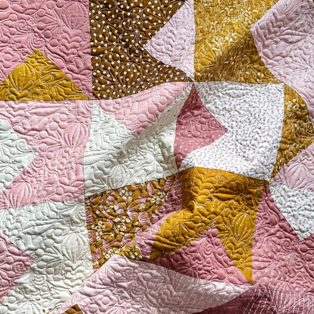 Love Notes Quilt by Tamara Darragh for Remi Vail Studio using the Blush n Butterscotch Collection designed by Simple Simon and Co for Riley Blake Designs 